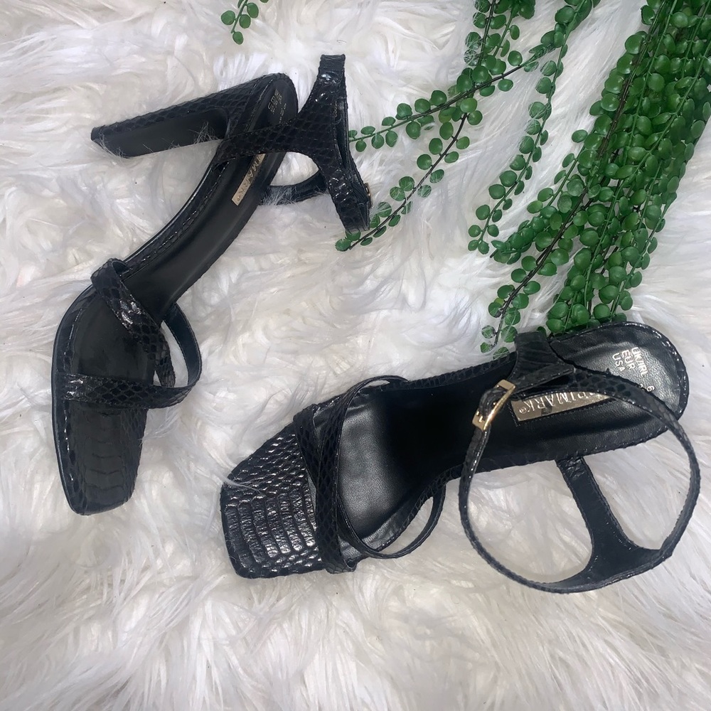 Black square front heels